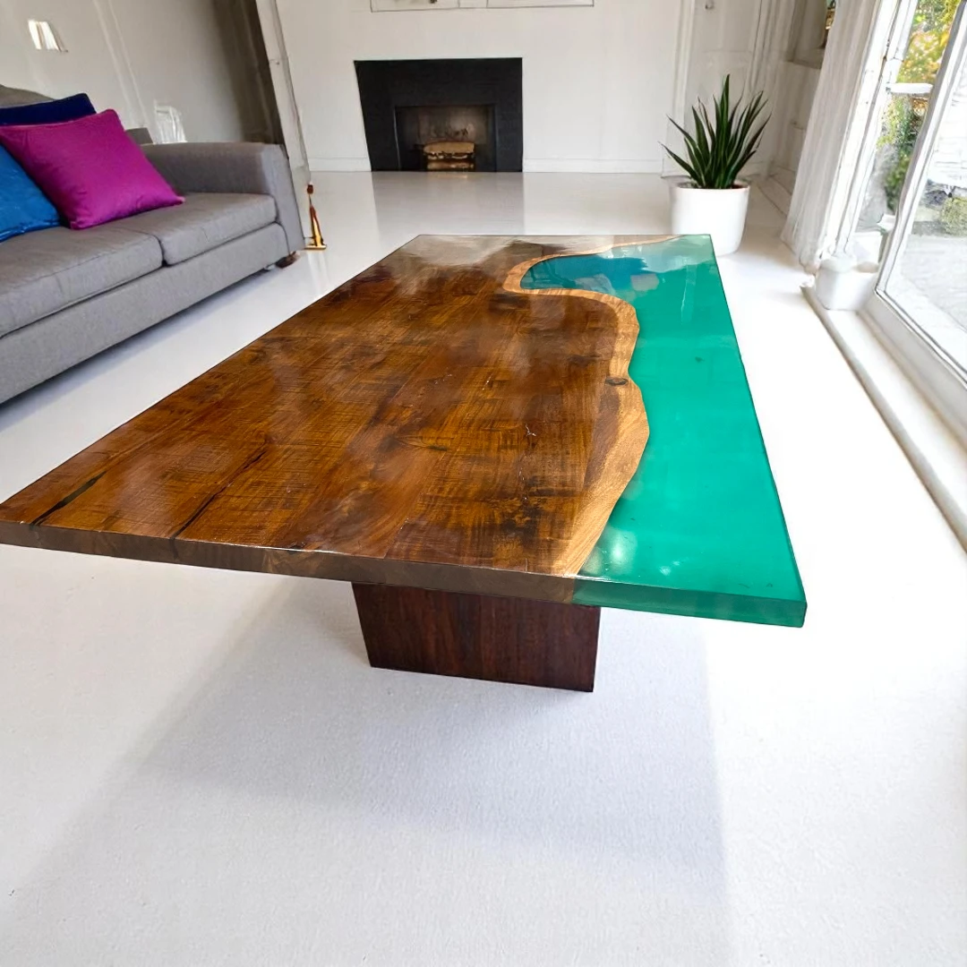 Customizable Rectangle Wood Epoxy Table Tops Exquisite Furniture 